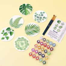 Afbeelding in Gallery-weergave laden, Schilderen op Nummer Onderzetters 10cm (6 stuks) - Groene oase