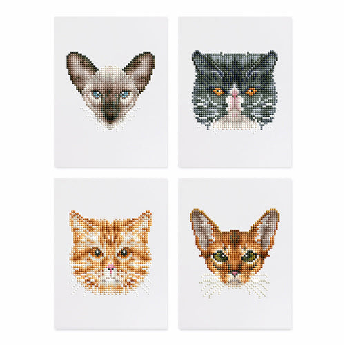 Mini Diamond Painting 15x20cm (4 stuks) - Feline Vrienden