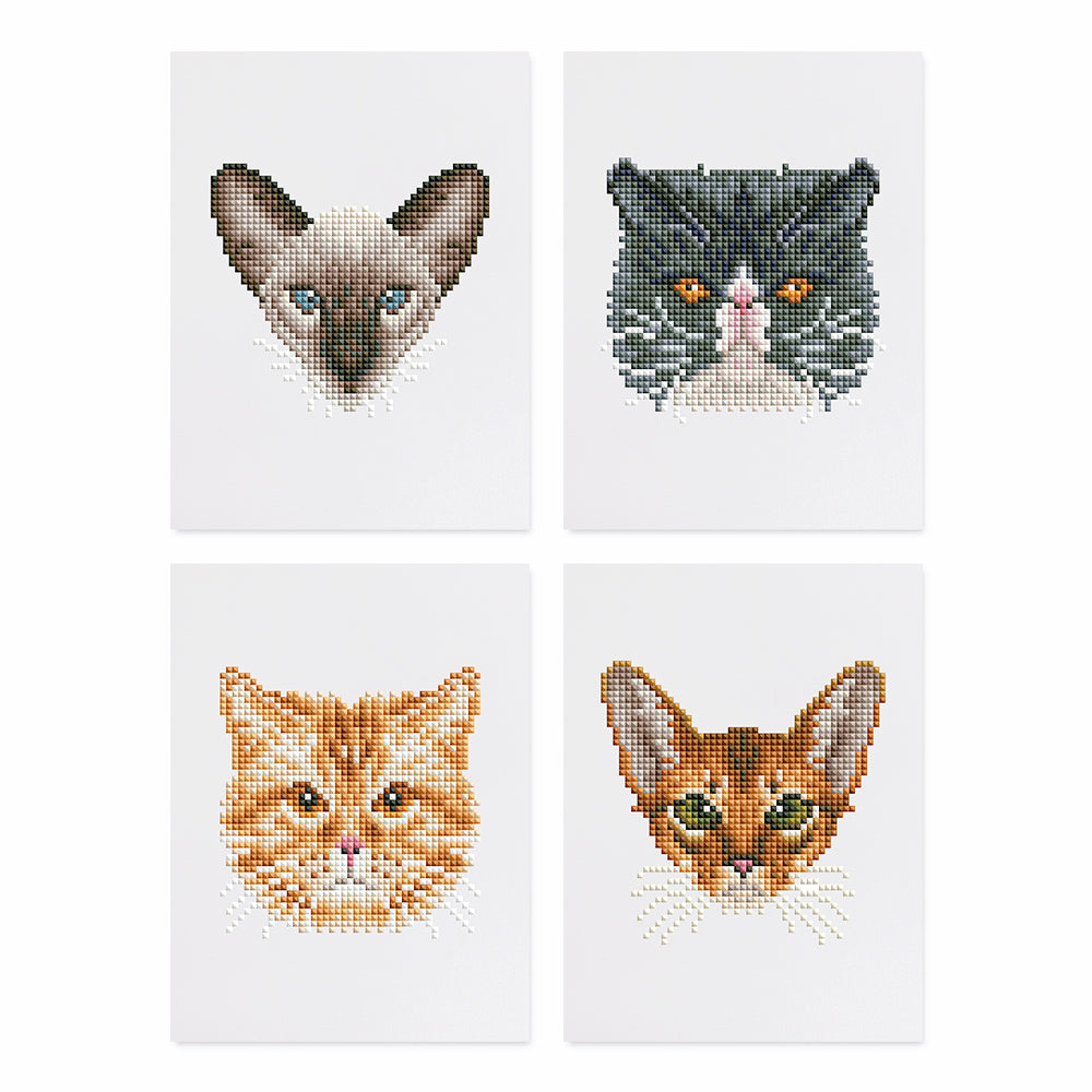 Mini Diamond Painting 15x20cm (4 stuks) - Feline Vrienden