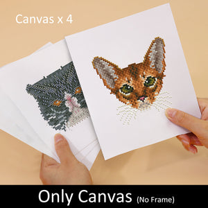 Mini Diamond Painting 15x20cm (4 stuks) - Kattenvrienden