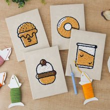 Afbeelding in Gallery-weergave laden, Punch Needle Set (4 stuks) met frames - Dessertliefhebber 1