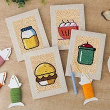Afbeelding in Gallery-weergave laden, Punch Needle Set (4 stuks) met frames - Snacktijd 1