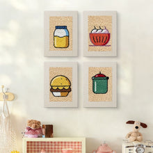 Afbeelding in Gallery-weergave laden, Punch Needle Set (4 stuks) met frames - Snacktijd 1
