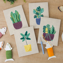 Afbeelding in Gallery-weergave laden, Punch Needle Set (4 stuks) met frames - Zonnige Planten Sfeer