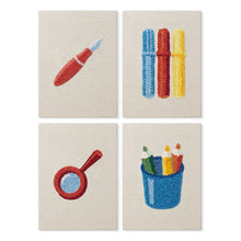 Afbeelding in Gallery-weergave laden, Punch Needle Set (4 stuks) met frames - Minimalistische Bureau Iconen