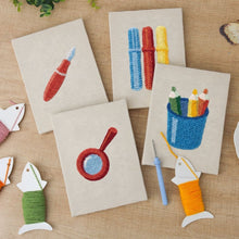 Afbeelding in Gallery-weergave laden, Punch Needle Set (4 stuks) met frames - Minimalistische Bureau Iconen
