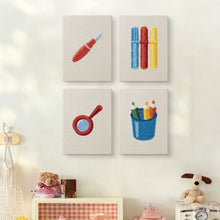 Afbeelding in Gallery-weergave laden, Punch Needle Set (4 stuks) met frames - Minimalistische Bureau Iconen