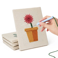 Afbeelding in Gallery-weergave laden, Punch Needle Set (4 stuks) met frames - Bloeiende Mini Potjes 1