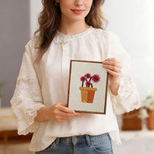 Afbeelding in Gallery-weergave laden, Punch Needle Set (4 stuks) met frames - Bloeiende Mini Potjes 3