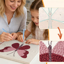 Afbeelding in Gallery-weergave laden, Punch Needle Pakket met frame - Roze Vlinder
