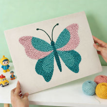 Afbeelding in Gallery-weergave laden, Punch Needle Pakket met frame - Azuurblauwe Vlinder