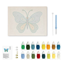 Afbeelding in Gallery-weergave laden, Punch Needle Pakket met frame - Blauwe Vlinder
