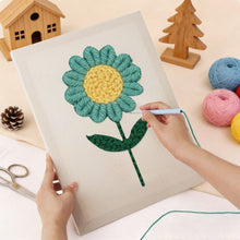Afbeelding in Gallery-weergave laden, Punch Needle Pakket met frame - Blauwe Lucht Bloem