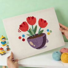Afbeelding in Gallery-weergave laden, Punch Needle Pakket met frame - Kleurrijke Tulpen