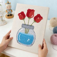 Afbeelding in Gallery-weergave laden, Punch Needle Pakket met frame - Pot met Tulpen