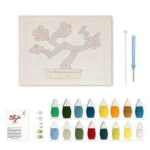 Afbeelding in Gallery-weergave laden, Punch Needle Pakket met frame - Kersenbloesem Bonsai