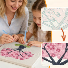 Afbeelding in Gallery-weergave laden, Punch Needle Pakket met frame - Kersenboom met Uilen