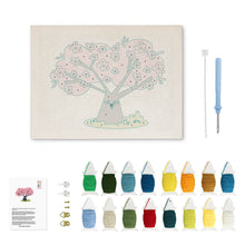 Afbeelding in Gallery-weergave laden, Punch Needle Pakket met frame - Kersenboom met Uilen