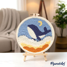 Afbeelding in Gallery-weergave laden, Punch Needle pakket Blauwe walvis in de lucht