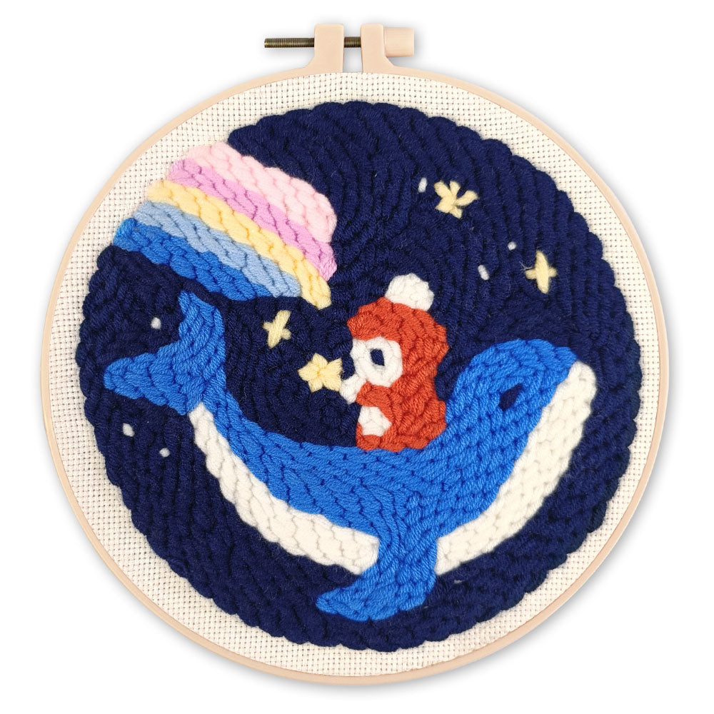 Punch Needle pakket Kleine jongen en een walvis