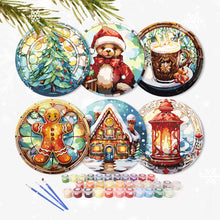 Afbeelding in Gallery-weergave laden, Schilderen op Nummer Placemat Sets 20 cm (6 stuks) - Peperkoekhuis, Kerstboom en Winterontwerpen