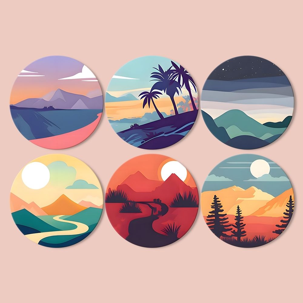 Schilderen op Nummer Tafelsets 20 cm (6 stuks) - Uitzicht op de Natuur