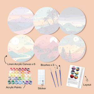 Schilderen op Nummer Placemat Sets 20 cm (6 stuks) - Uitzicht op de Natuur