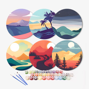 Schilderen op Nummer Placemat Sets 20 cm (6 stuks) - Uitzicht op de Natuur