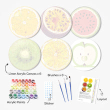 Afbeelding in Gallery-weergave laden, Schilderen op Nummer Placemat Sets 20 cm (6 stuks) - Tropische Fruitplakken