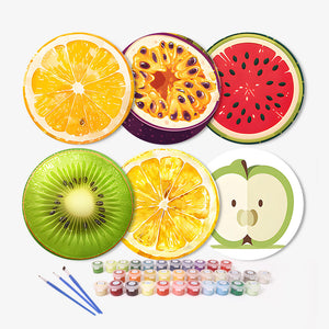 Schilderen op Nummer Placemat Sets 20 cm (6 stuks) - Tropische Fruitplakken