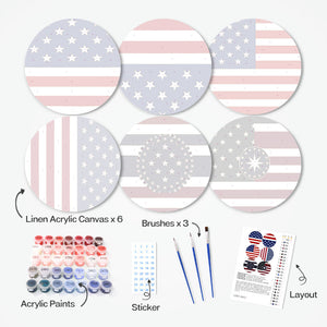 Schilderen op Nummer Placemat Sets 20 cm (6 stuks) - Amerikaanse Vlag