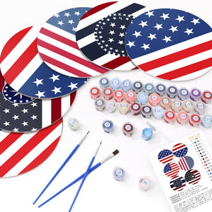 Schilderen op Nummer Placemat Sets 20 cm (6 stuks) - Amerikaanse Vlag