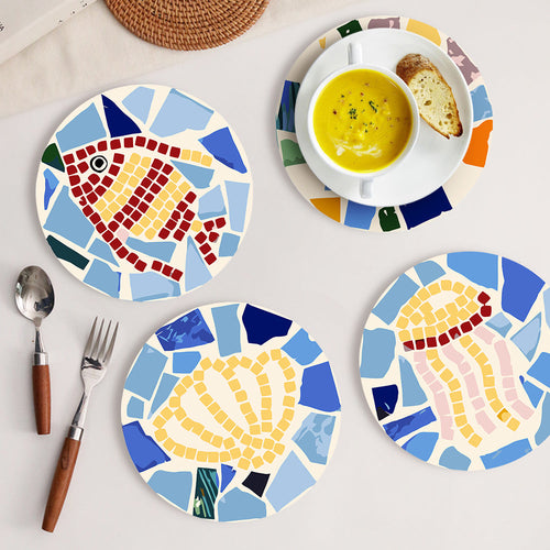 Schilderen op Nummer Placemat Sets 20 cm (6 stuks) - Mediterrane Stijl