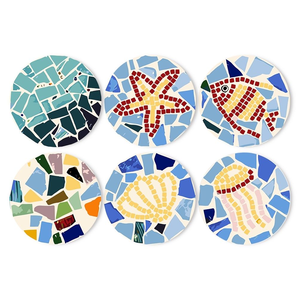 Schilderen op Nummer Placemat Sets 20 cm (6 stuks) - Mediterrane Stijl