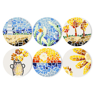 Schilderen op Nummer Placemat Sets 20 cm (6 stuks) - Kustleven
