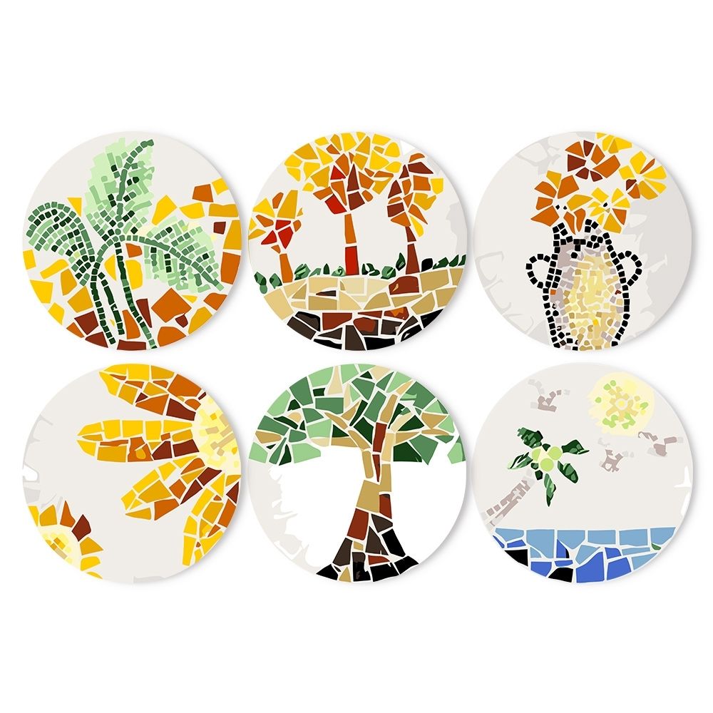 Schilderen op Nummer Placemat Sets 20 cm (6 stuks) - Botanisch en Natuur