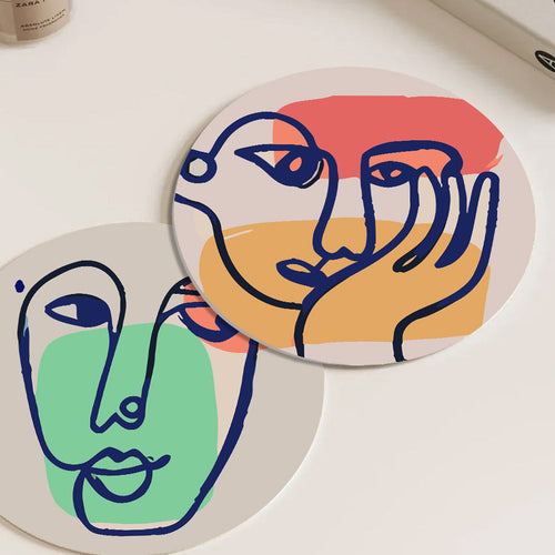 Schilderen op Nummer Tafelsets 20 cm (6 stuks) - Moderne Abstracte Gezicht