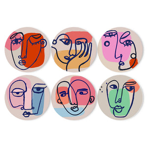 Schilderen op Nummer Placemat Sets 20 cm (6 stuks) - Modern Abstract Gezicht