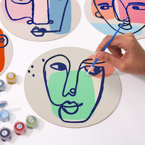 Schilderen op Nummer Placemat Sets 20 cm (6 stuks) - Modern Abstract Gezicht