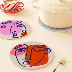 Schilderen op Nummer Placemat Sets 20 cm (6 stuks) - Modern Abstract Gezicht