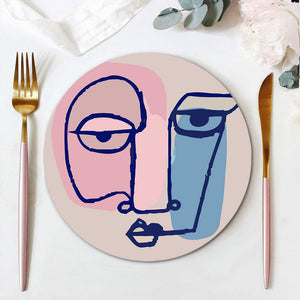 Schilderen op Nummer Placemat Sets 20 cm (6 stuks) - Modern Abstract Gezicht
