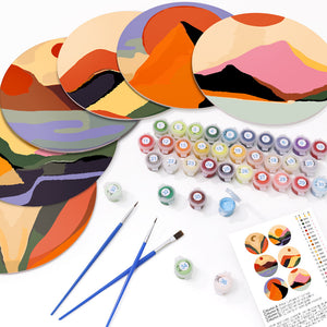 Schilderen op Nummer Placemat Sets 20 cm (6 stuks) - Moderne Abstracte Berg