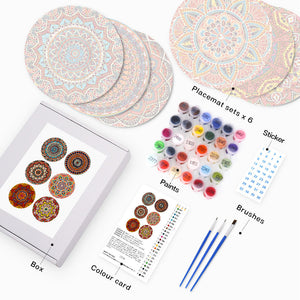 Schilderen op Nummer Tafelsets 20 cm (6 stuks) - Boheemse Mandala Rond