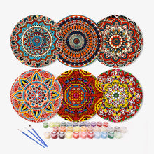 Afbeelding in Gallery-weergave laden, Schilderen op Nummer Tafelsets 20 cm (6 stuks) - Boheemse Mandala Rond