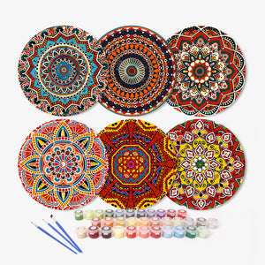 Schilderen op Nummer Tafelsets 20 cm (6 stuks) - Boheemse Mandala Rond