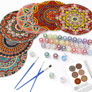 Schilderen op Nummer Tafelsets 20 cm (6 stuks) - Boheemse Mandala Rond