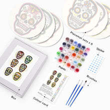 Afbeelding in Gallery-weergave laden, Schilderen op Nummer Placemat Sets 20 cm (6 stuks) - Kleurrijke Doodshoofd van de Dag van de Doden