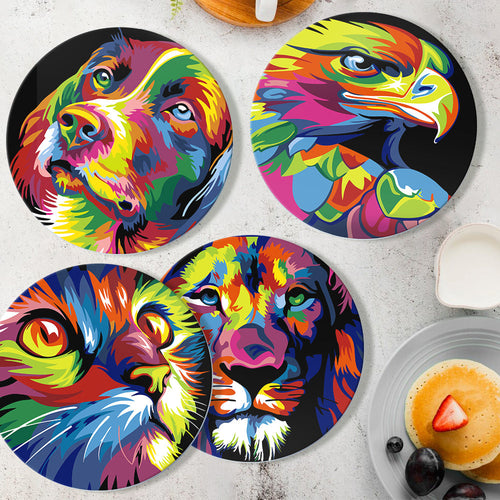 Schilderen op Nummer Tafels Sets 20 cm (6 stuks) - Dieren Pop Art