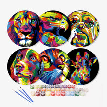 Afbeelding in Gallery-weergave laden, Schilderen op Nummer Placemat Sets 20 cm (6 stuks) - Dieren Pop Art