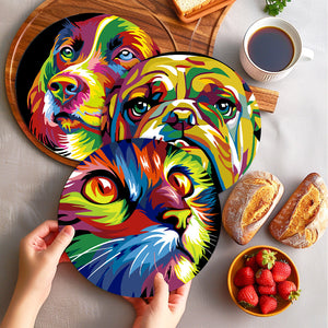 Schilderen op Nummer Placemat Sets 20 cm (6 stuks) - Dieren Pop Art